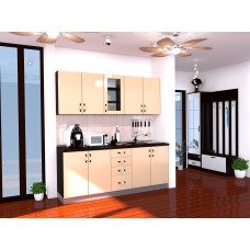 Bucatarie Zebra wenge / Fronturi MDF vanilie simplu - Varianta 1